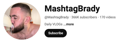 An image showing MashtagBrady's YouTube profile